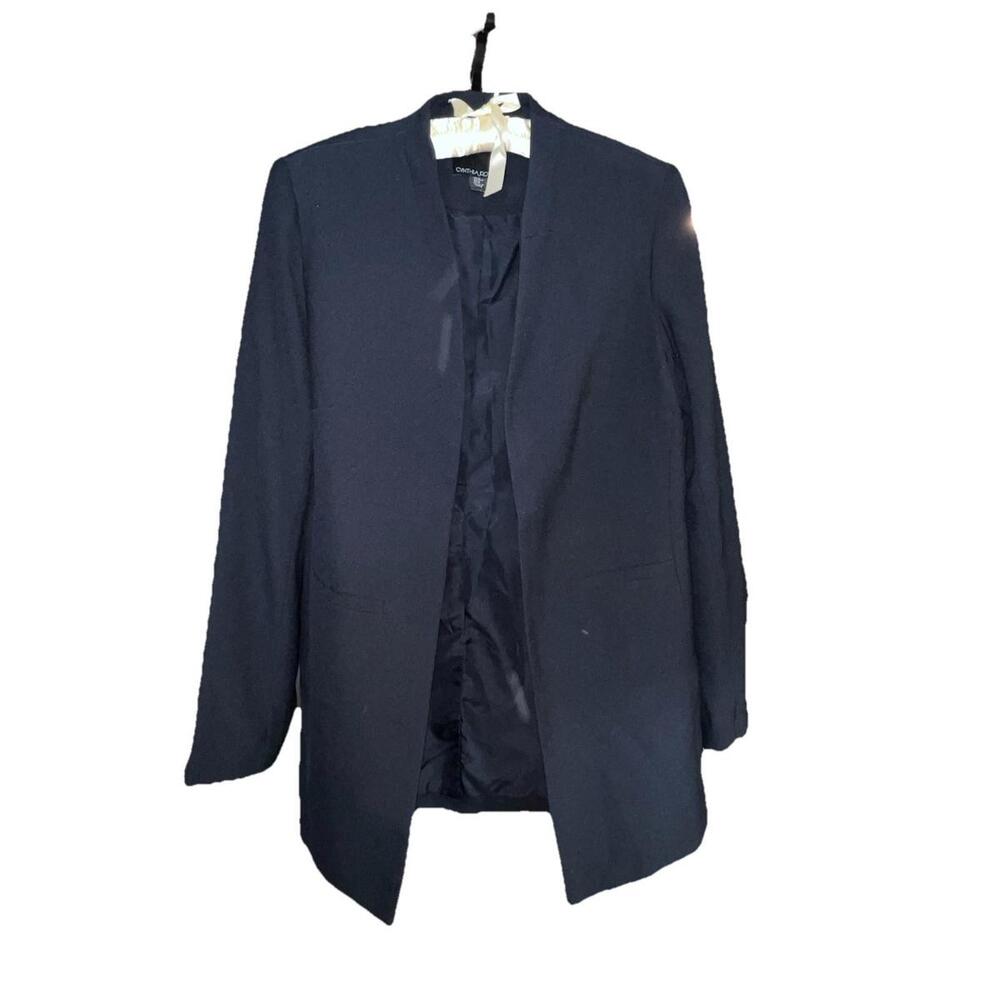 Cynthia Rowley Navy Blue Open Front Long Lined Blazer Size M